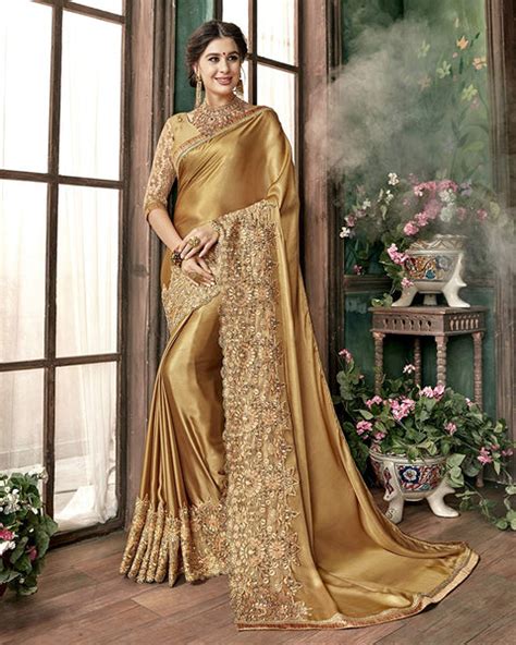 golden desi|Buy Gold Colour Sarees Online in India .